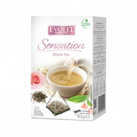 Ceai alb White Tea Evolet Sensation piramida 20 plicuri