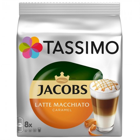 Capsule cafea Tassimo Jacobs Latte Macchiato Caramel 268g 16 capsule (8 bauturi) 